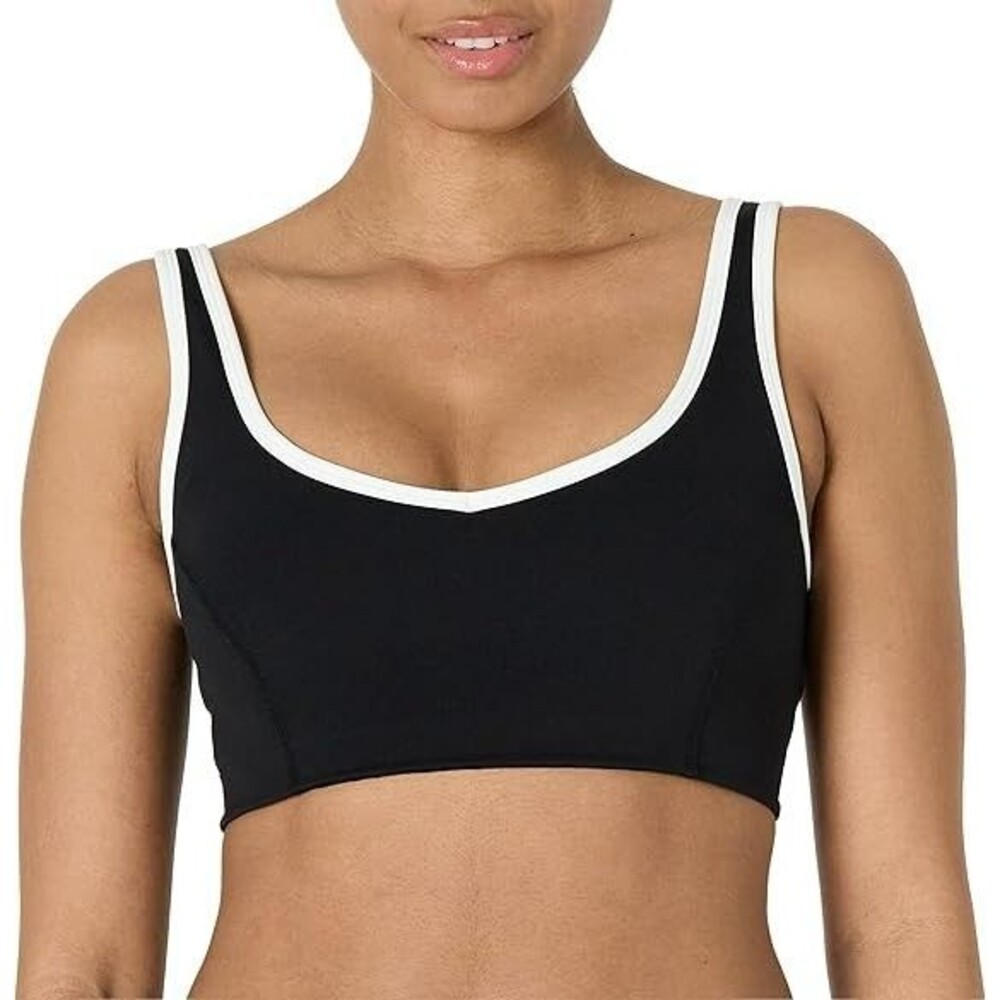 Women's V-Neck Sports Bra XX-LARGE Black White Active FormFlex